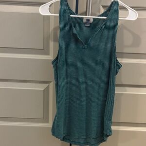 Old Navy Teal & White Striped V-Neck Tank Top - Women